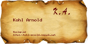 Kohl Arnold névjegykártya