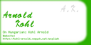 arnold kohl business card